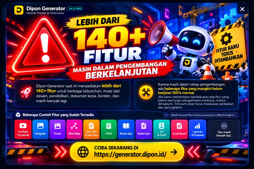 Dipon Generator - 140+ Fitur Masih Dalam Pengembangan Berkelanjutan